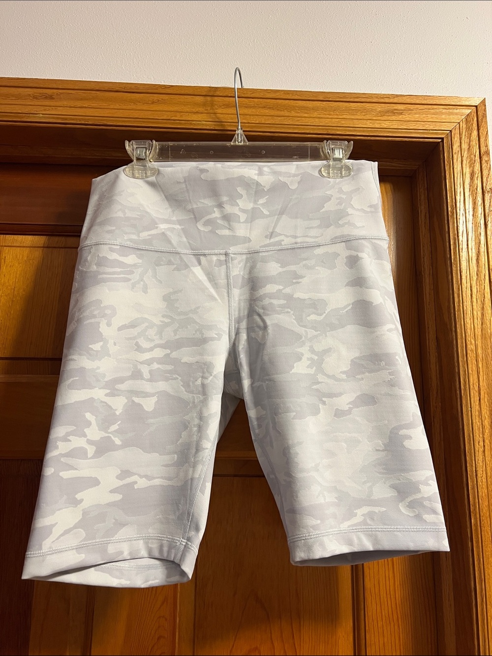 lululemon White Grey Camo Biker Shorts long length